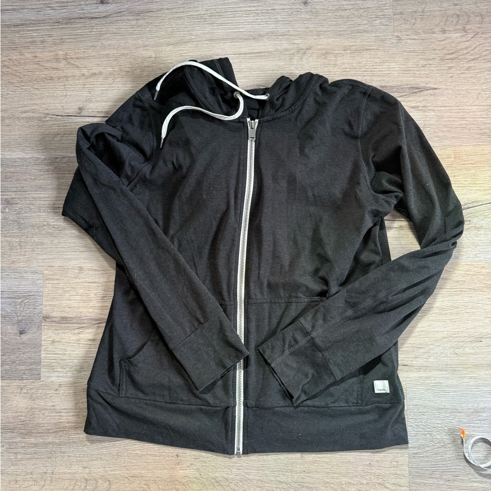 Vuori Halo Performance Zip-Up Hoodie - Black Heather - Size SMALL